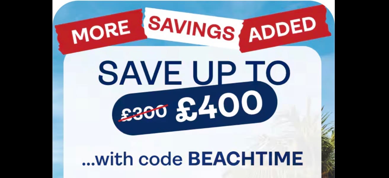 Discount code up to £400 off holidays! 🤯🔥